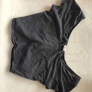 Small black and grey striped crop top